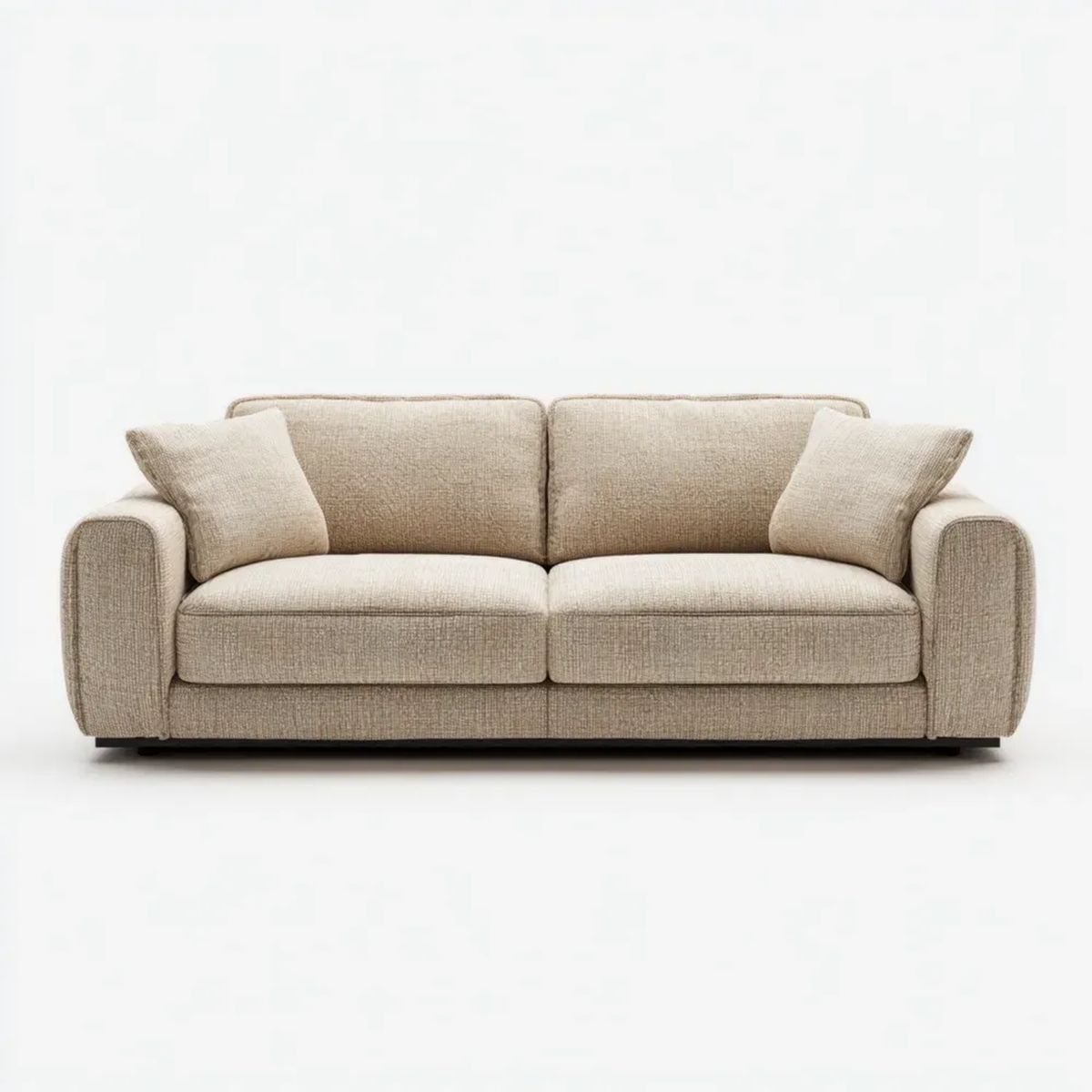 Sofa dwuosobowa beżowa z tapicerką poliestrową 190 × 88 × 86 cm
