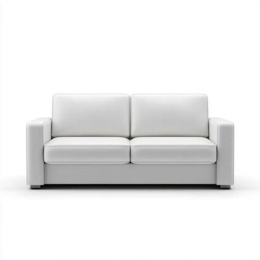 Biała sofa dwuosobowa z tapicerką poliestrową 160 x 85 x 82 cm